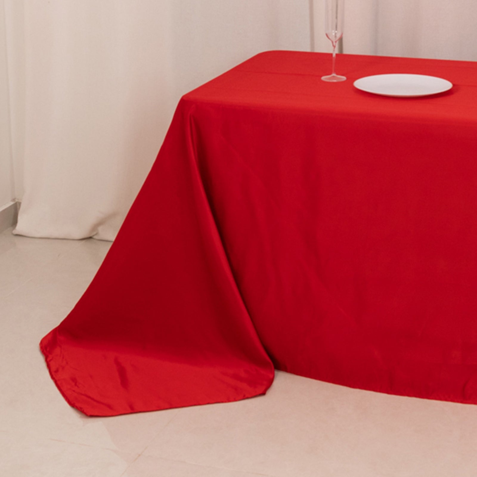 Lamour Satin 90"x156" Rectangle Tablecloth Red - Luxurious, Soft Seamless Table Cover