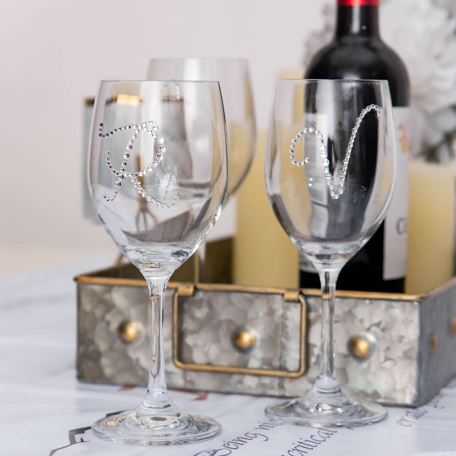 12 Pack 1.5" Clear Rhinestone Monogram Letter Jewel Sticker Self Adhesive DIY Diamond Decor - O