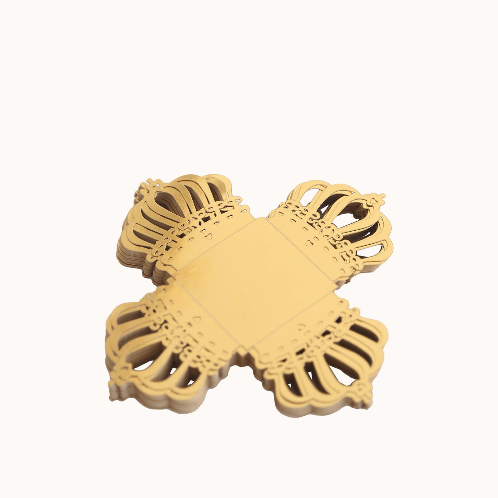 50-Pack Mini Paper Truffle Cup Liners Crown Square Design Metallic Gold - 225GSM Cupcake Tray Wrappers 4"