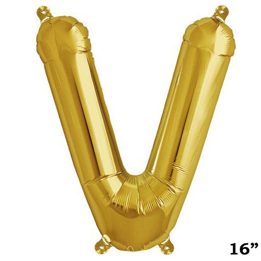 13" Gold Letter & Number Balloons, Shiny Metallic Mylar Foil Alphabet Balloons