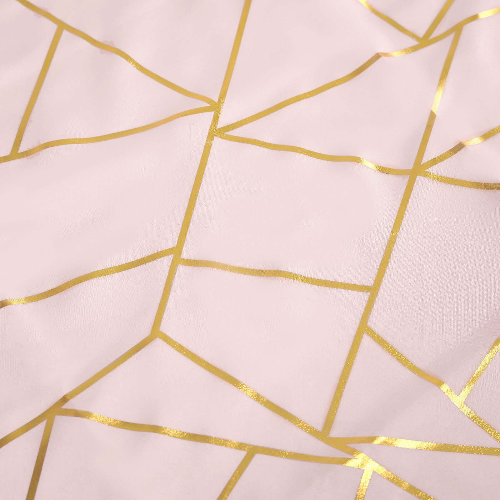 Polyester 60"x102" Rectangle Tablecloth Blush with Gold Foil Geometric Pattern - Wrinkle-Resistant & Durable Table Cover