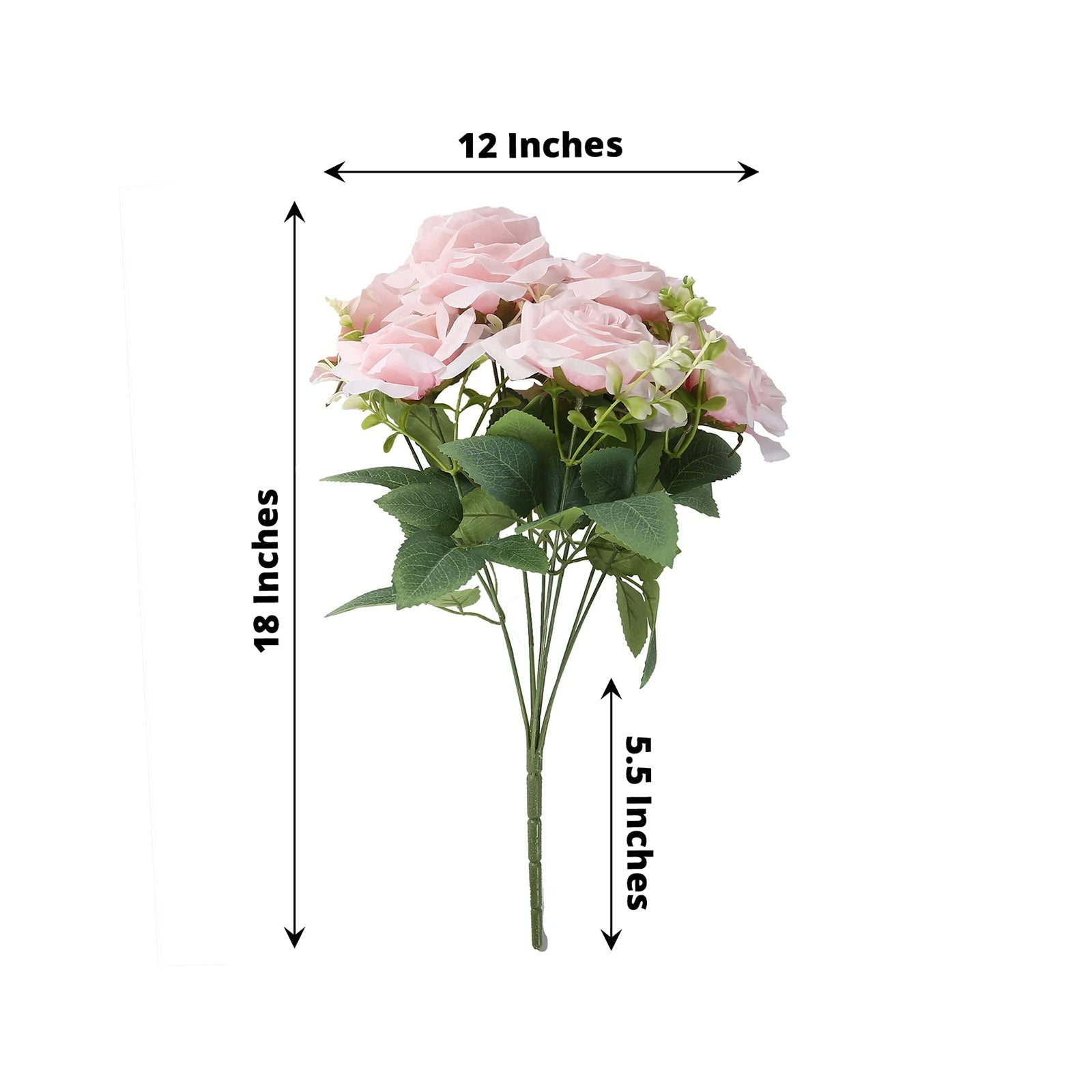 2 Bushes 18" Real Touch Artificial Rose Flower Bouquet, Light Blush Silk Long Stem Flower Arrangements