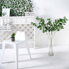 2 Bushes 40" Tall Green Artificial Eucalyptus Branches, Faux Plants