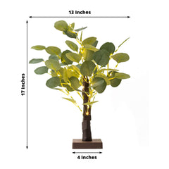 50 LED Lighted Artificial Tree Eucalyptus Plant Design Green Warm White - Battery Operated Table Accent 17"