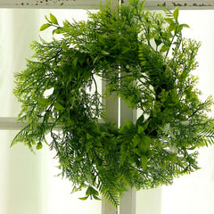 2 Pack 4" Green Artificial Fern Leaf Mix Pillar Candle Ring Wreaths