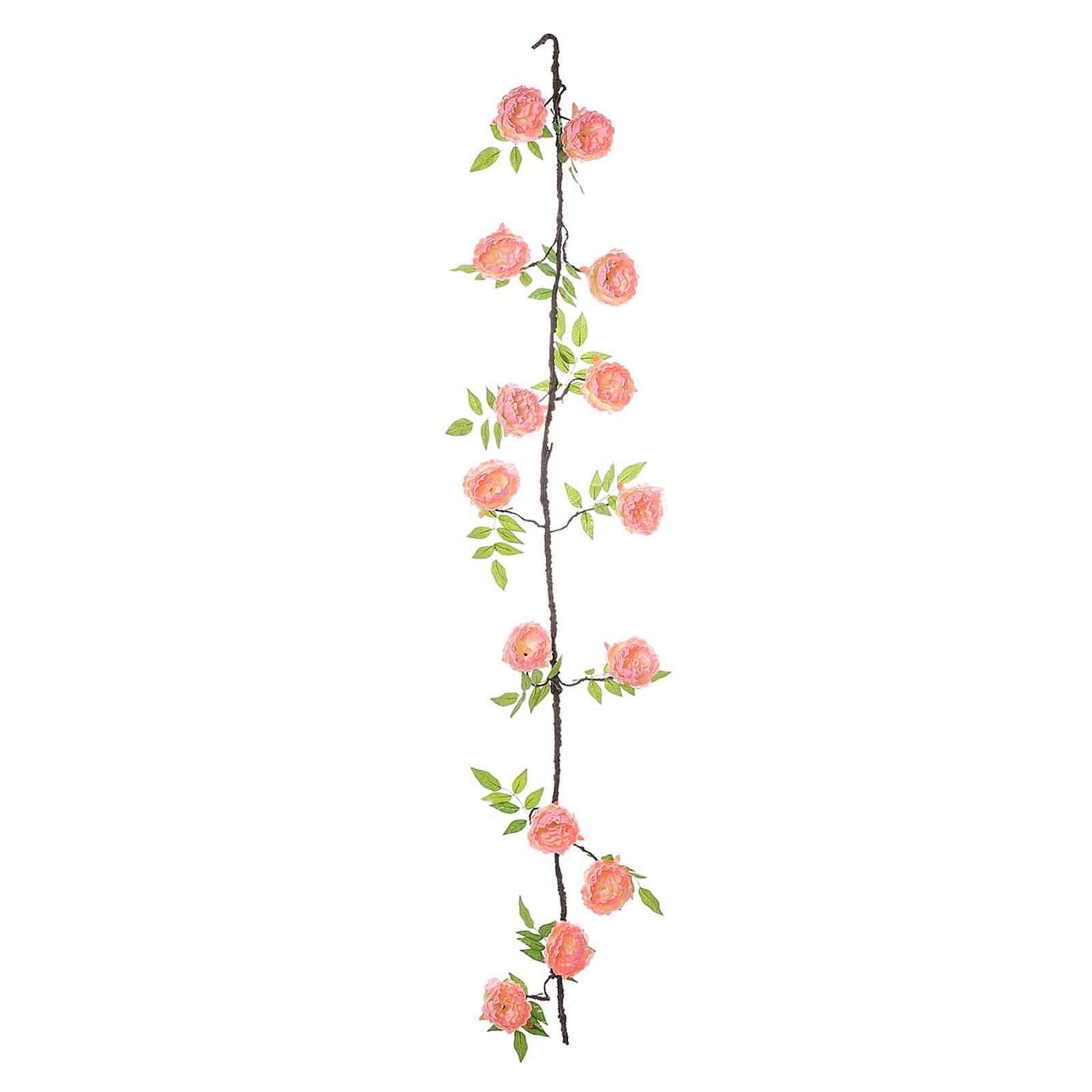 6ft Blush Artificial Silk Peony Hanging Flower Garland, Faux Vine