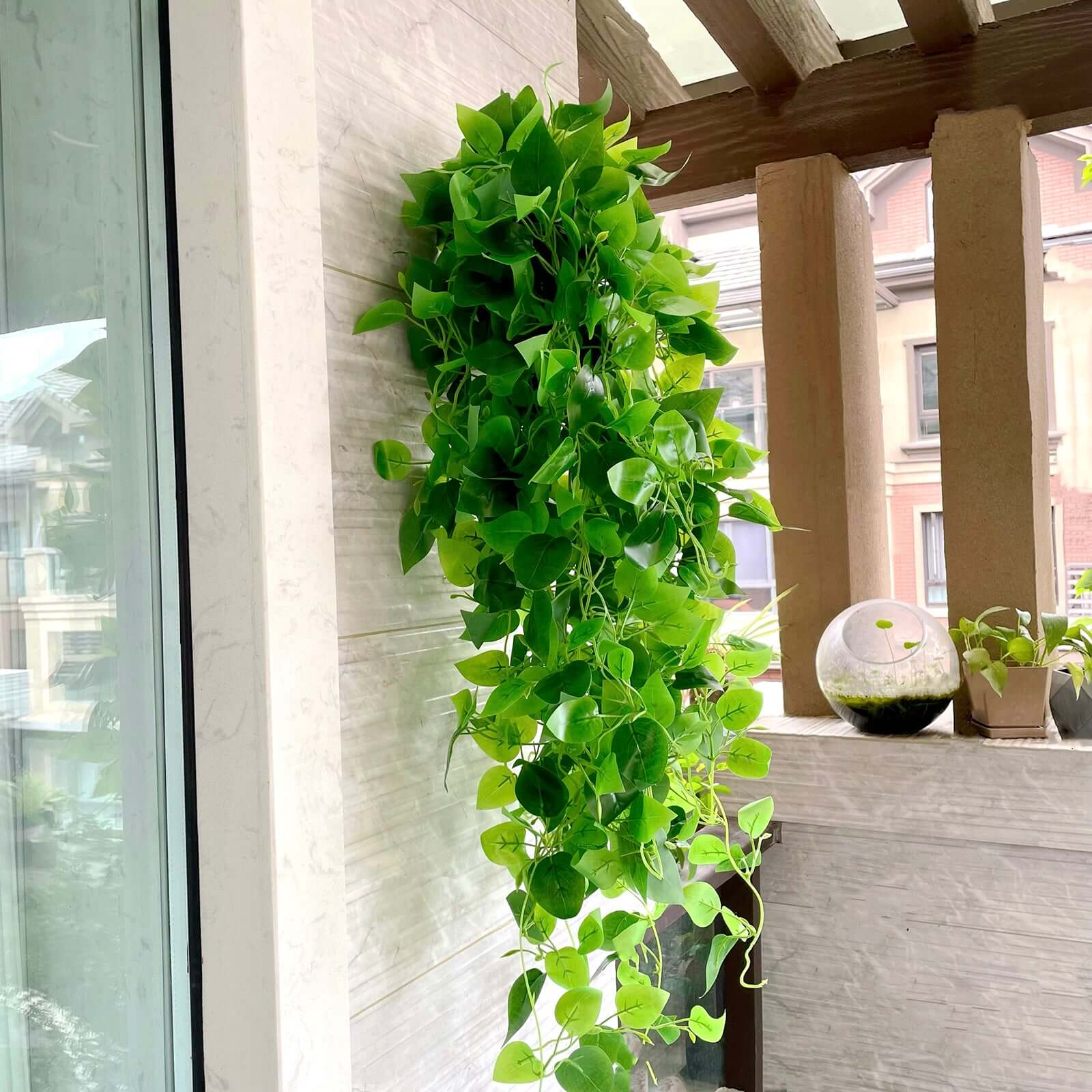 3 Pack Green Pothos Artificial Ivy Vine Hanging Plants, Fake Foliage Silk Leaves Garland - 3ft