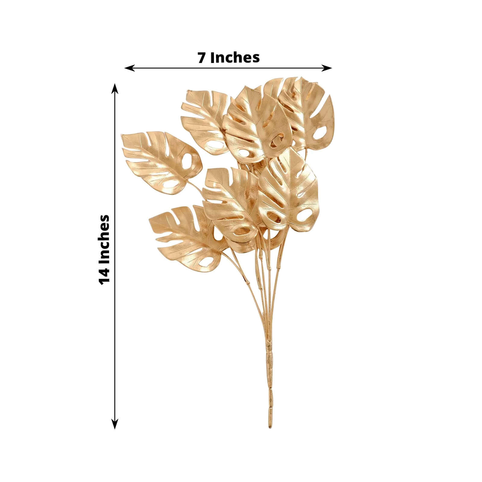 4-Pack Artificial Monstera Leaves Bushes Metallic Gold - Themed Weddings Parties & Events 14"