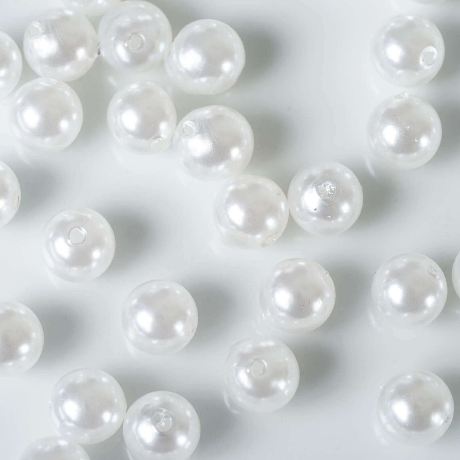 1000-Pack Faux Craft Pearl Beads White - Smooth Beads with Holes for Vase Filler Jewelry Making Bridal Accessories & Event Decor 10mm