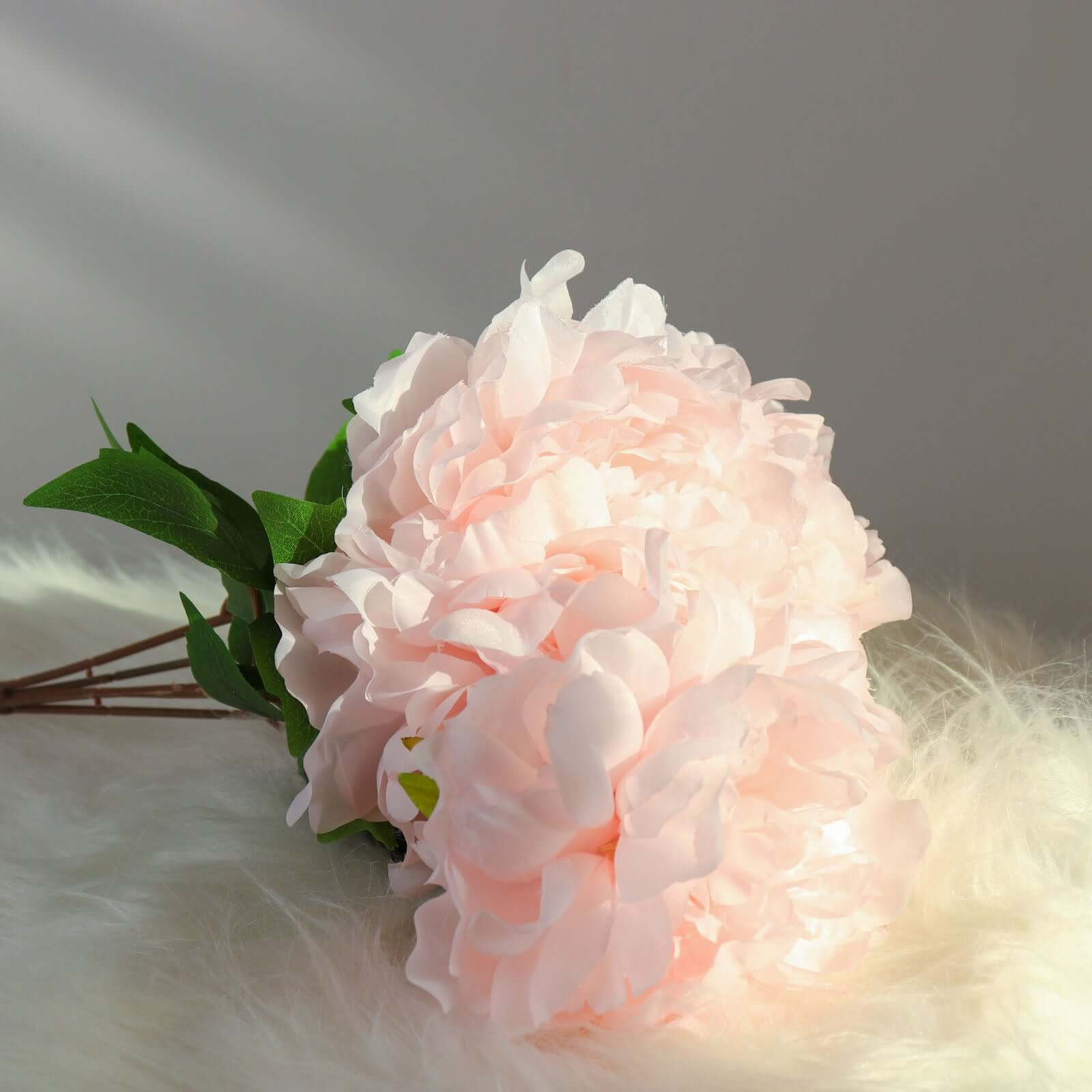 2 Bushes 17" Blush Artificial Silk Peony Flower Bouquets, Real Touch Peonies Spray