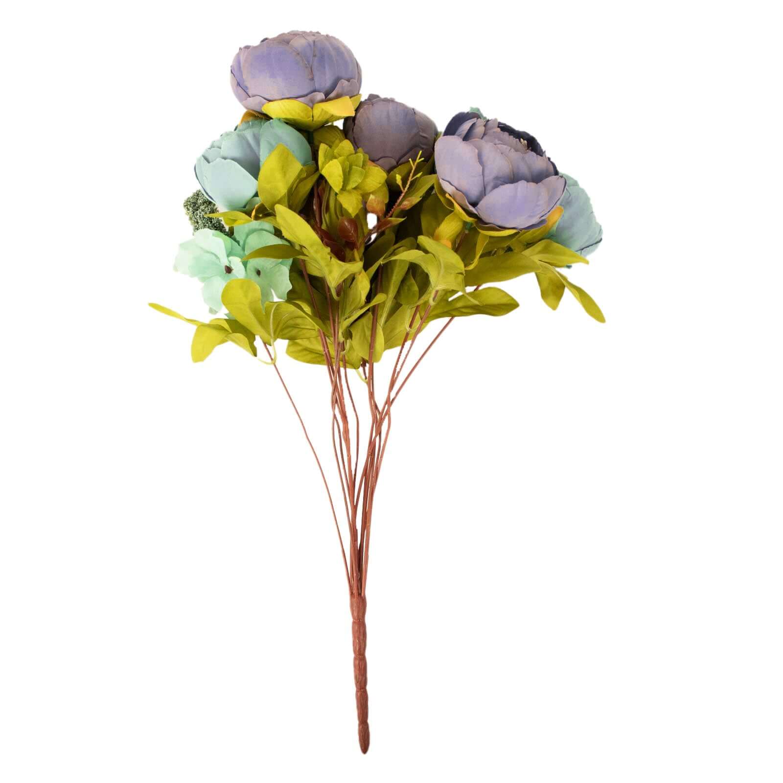 2 Pack 19" Dusty Blue Artificial Peony Flower Wedding Bouquets, Faux Silk Flower Arrangements