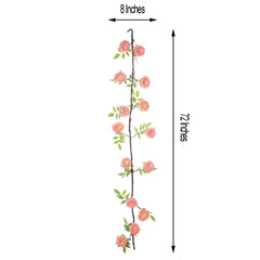 6ft Blush Artificial Silk Peony Hanging Flower Garland, Faux Vine
