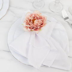 4-Pack Napkin Holders with Silk Peony Flower – Pink Floral Napkin Rings for Dining Table Settings