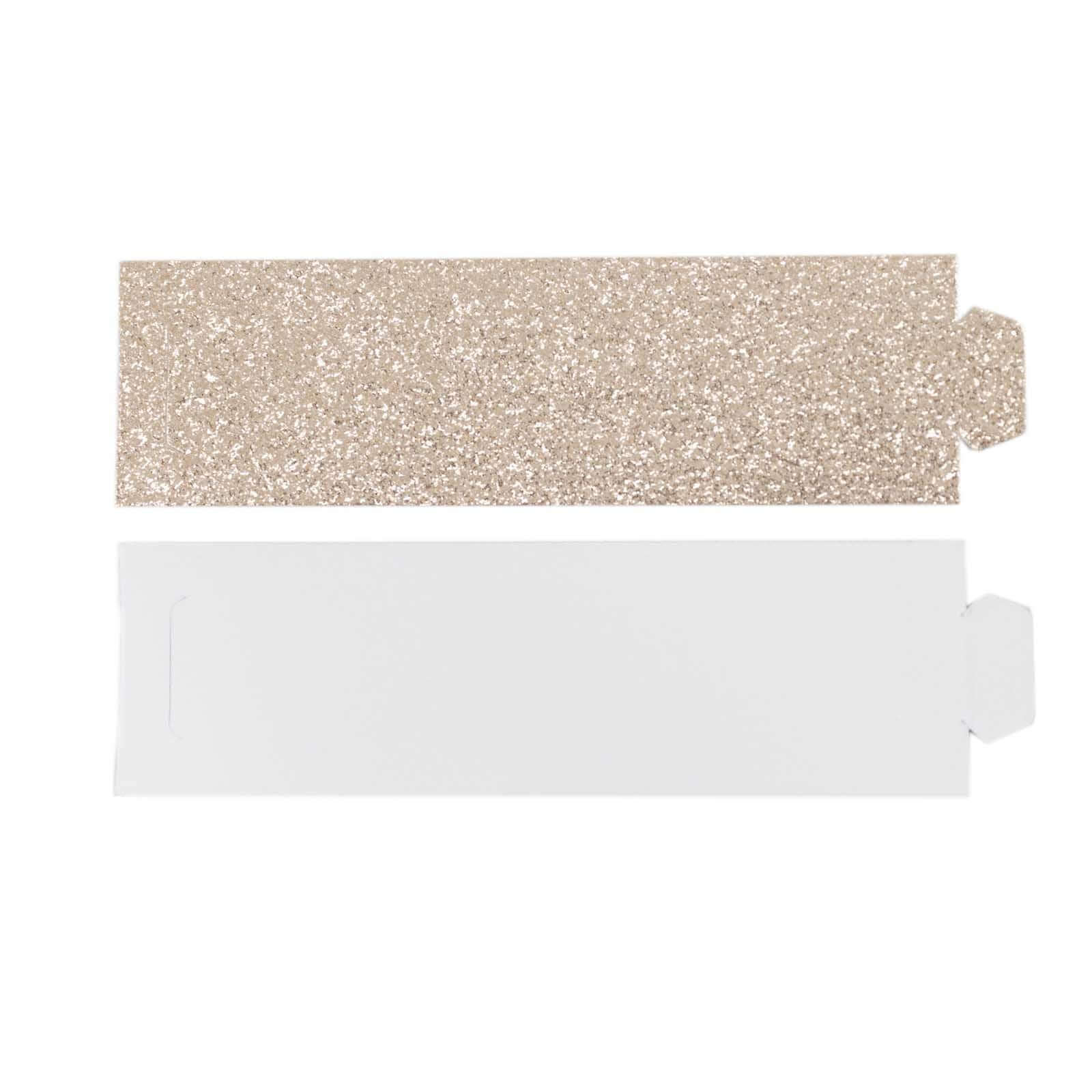 50-Pack Paper Napkin Rings Beige Glitter - Stylish Disposable Napkin Holders 1.5"