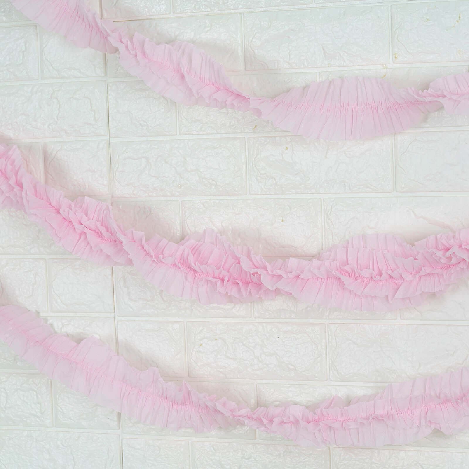 3 Pack 28ft Blush Ruffled Paper Streamer Rolls, Crepe Tissue Party Decorations