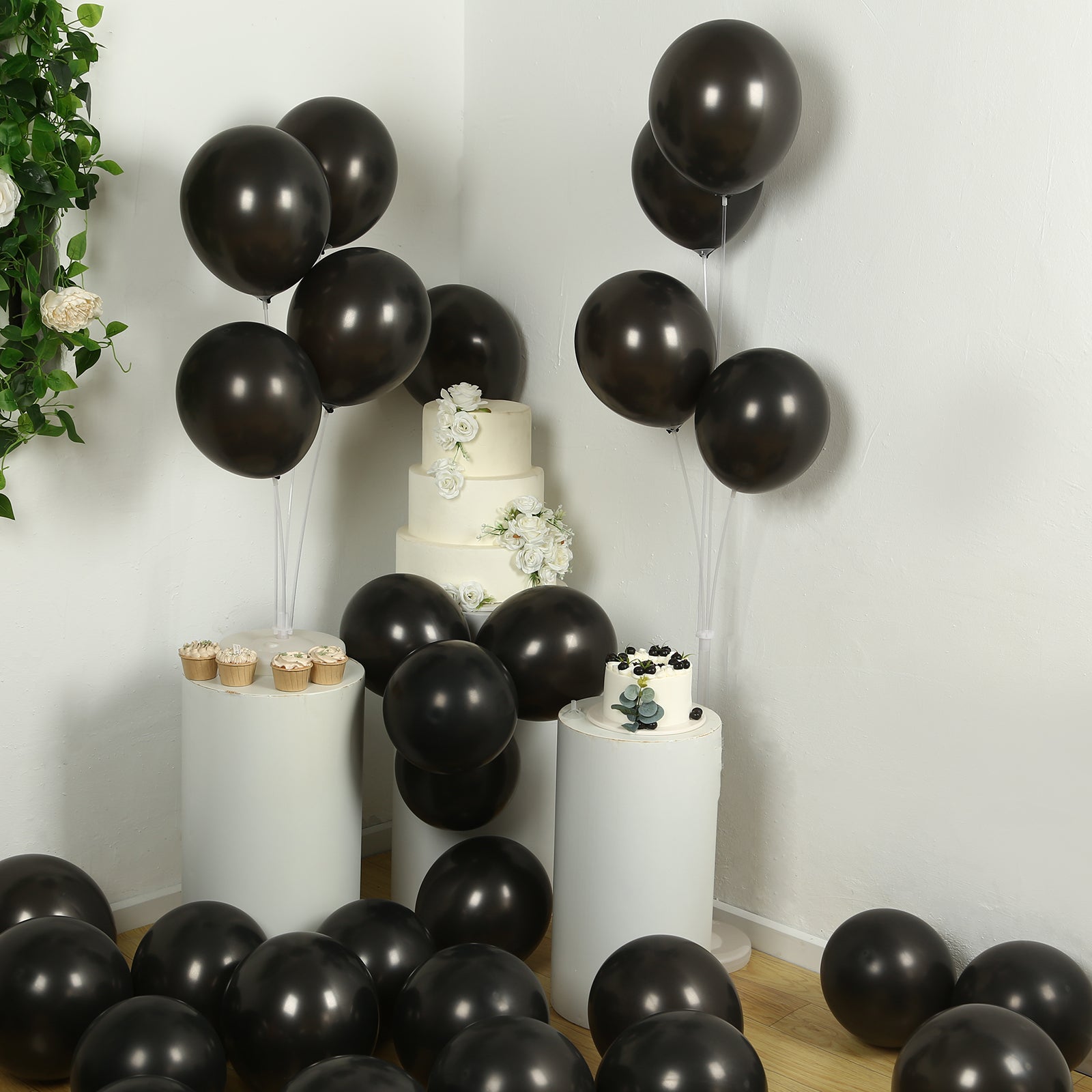 50 Pack Black Biodegradable Balloons, 12" Thickened Extra Strong Eco-friendly Latex Helium Party Balloons