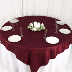 Taffeta 72"x72" Table Overlay Square Tablecloth Burgundy - Accordion Crinkle Table Cover