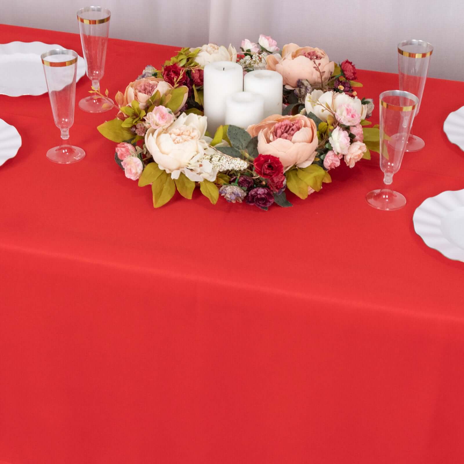 Premium Polyester 60"x102" Rectangle Tablecloth Red - Durable 220GSM Wrinkle-Resistant Table Cover