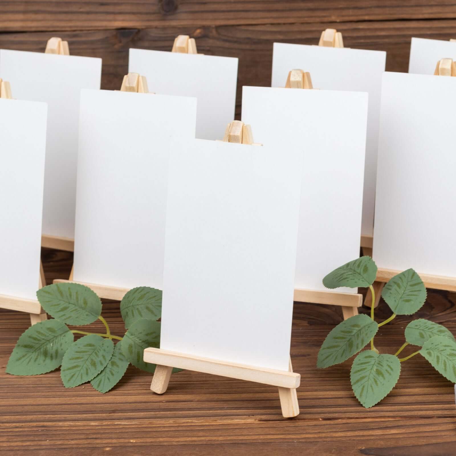 10-Pack Wooden Display Easel Stands DIY Small Design Natural - Rustic Place Card Table Number Holders 7"