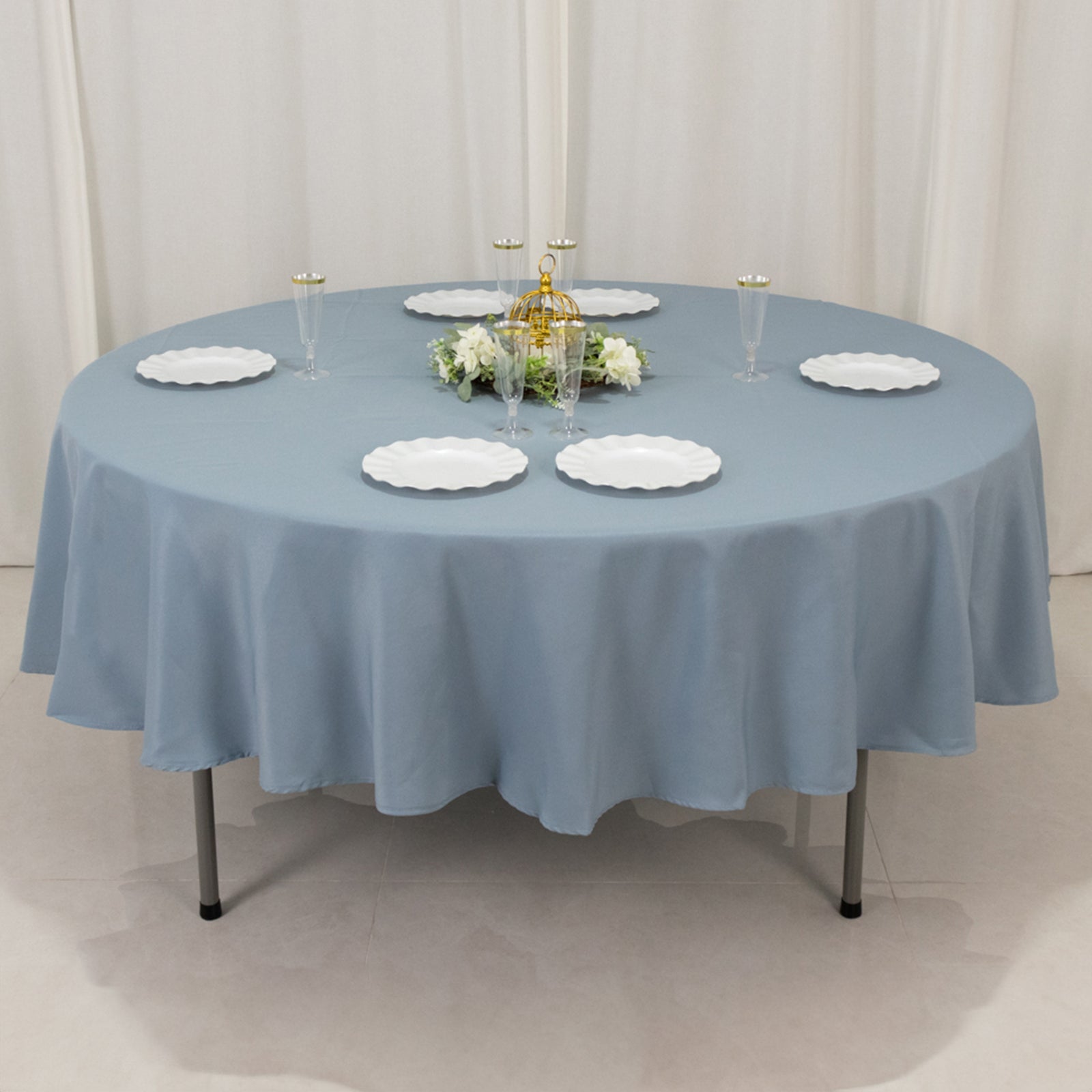 Premium Polyester 90" Round Tablecloth Dusty Blue - Stain and Wrinkle-Resistant Design with 220GSM Thickness Table Cover