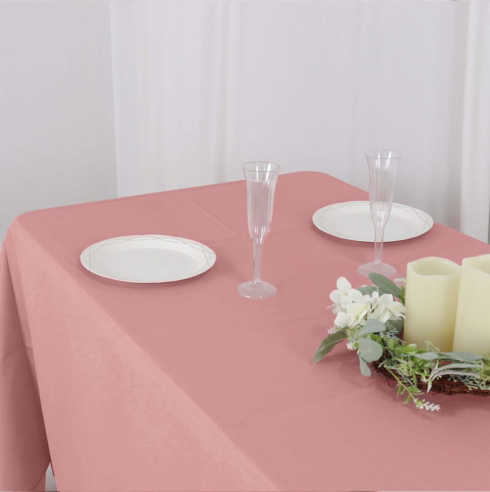 Polyester 72"x120" Rectangle Tablecloth Dusty Rose - Durable and Stylish Table Cover