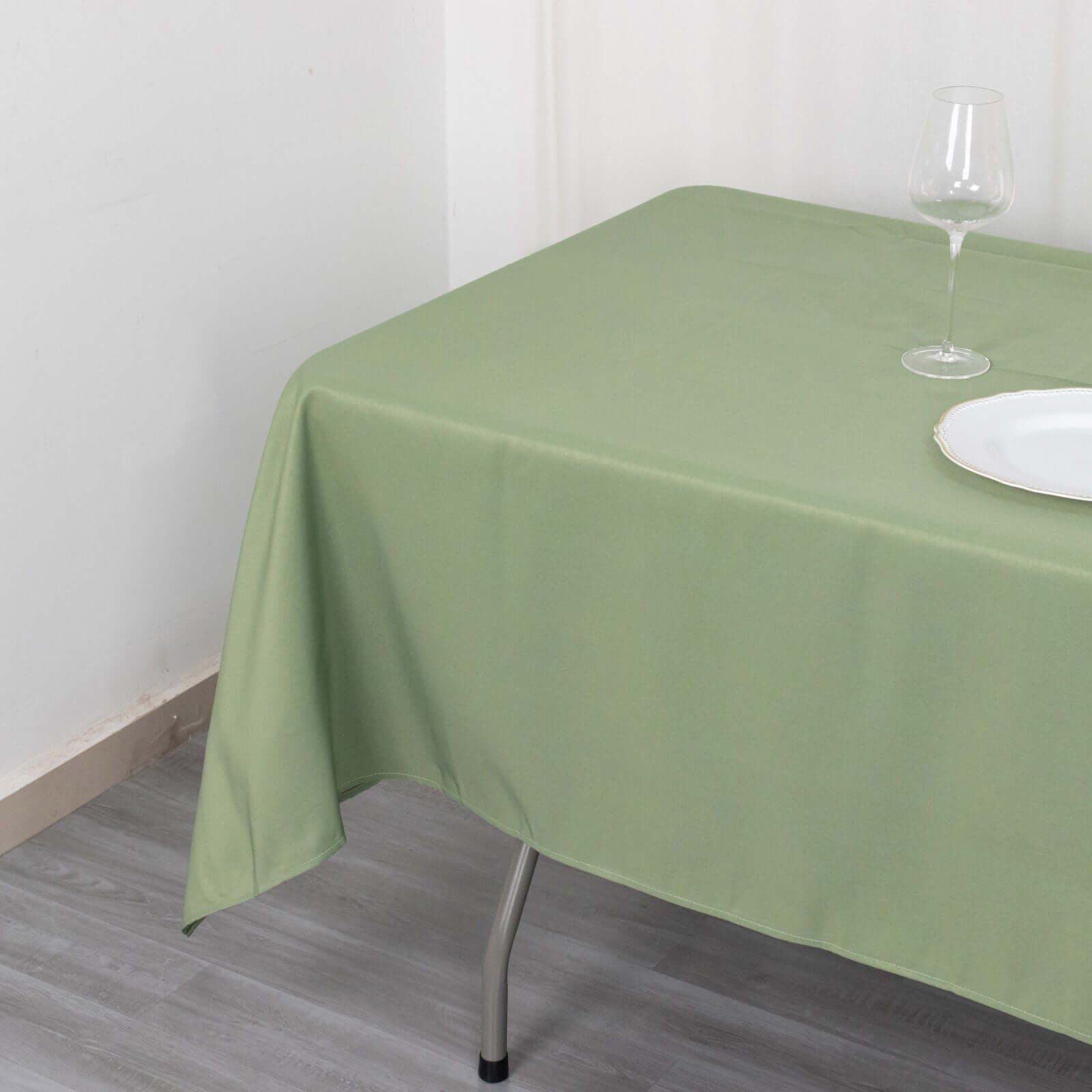 Premium Polyester 60"x102" Rectangle Tablecloth Dusty Sage Green - Durable 220GSM Wrinkle-Resistant Table Cover