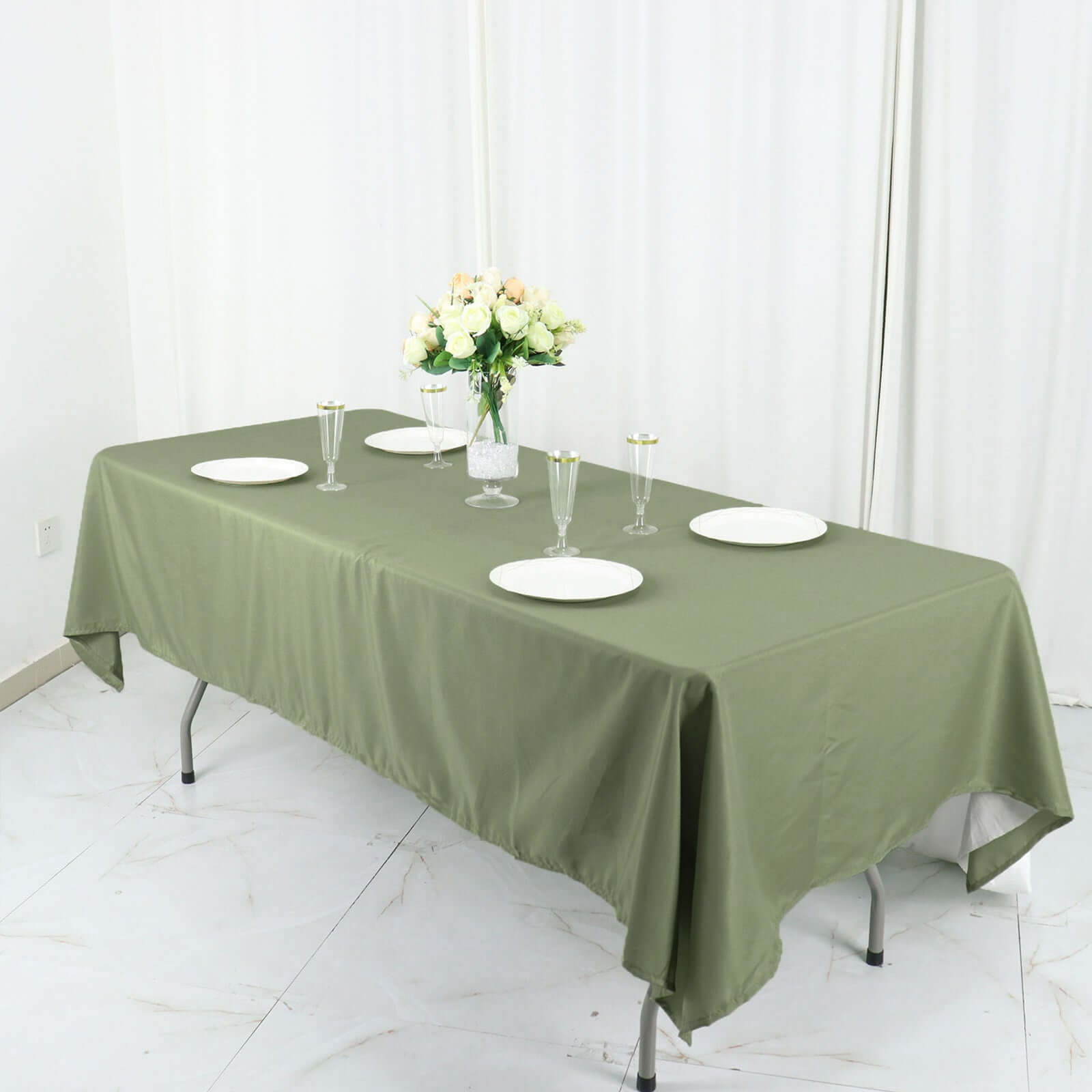 Polyester 60"x126" Rectangle Tablecloth Dusty Sage Green - Wrinkle-Resistant Table Cover