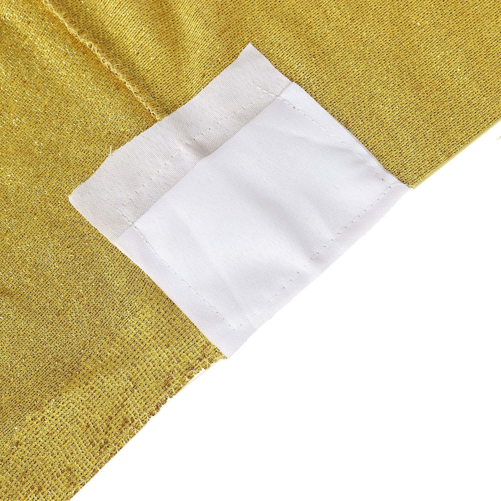 Shimmer Tinsel Spandex 72"x30" Rectangle Tablecloth Metallic Gold Glittered Shiny Stretch Table Cover for Gleaming Event Decor