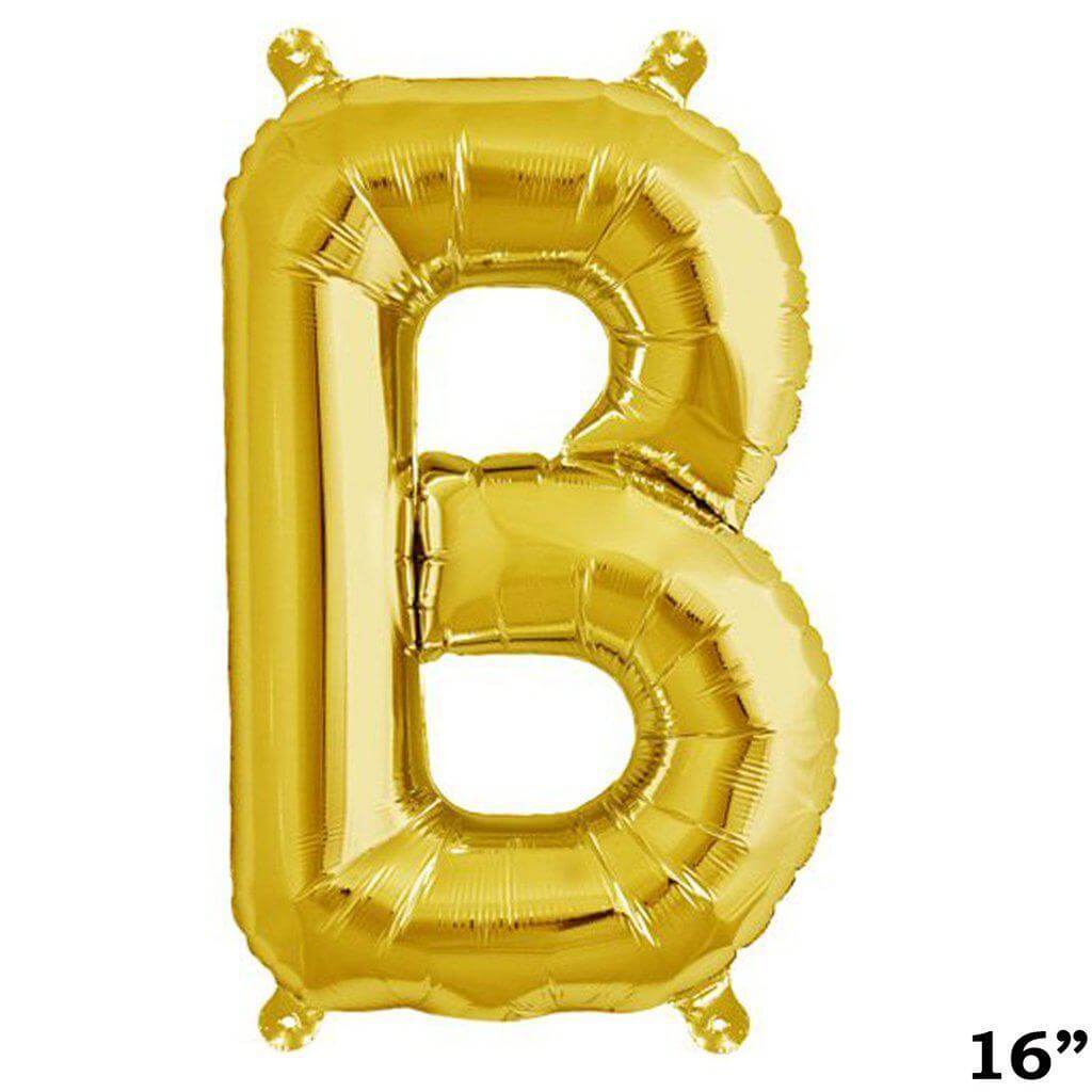 13" Gold Letter & Number Balloons, Shiny Metallic Mylar Foil Alphabet Balloons