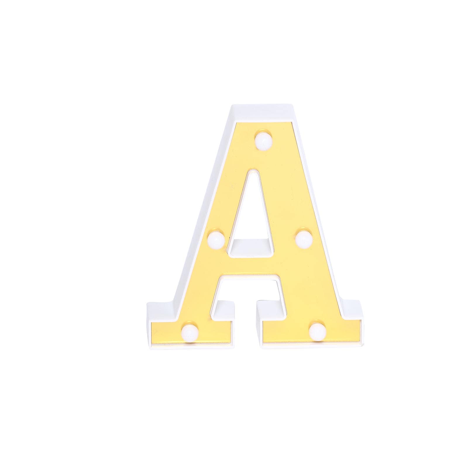 3D Marquee Letter "A" Warm White 5 LED Lights Gold - Chic Light-Up Decor for Events 6"