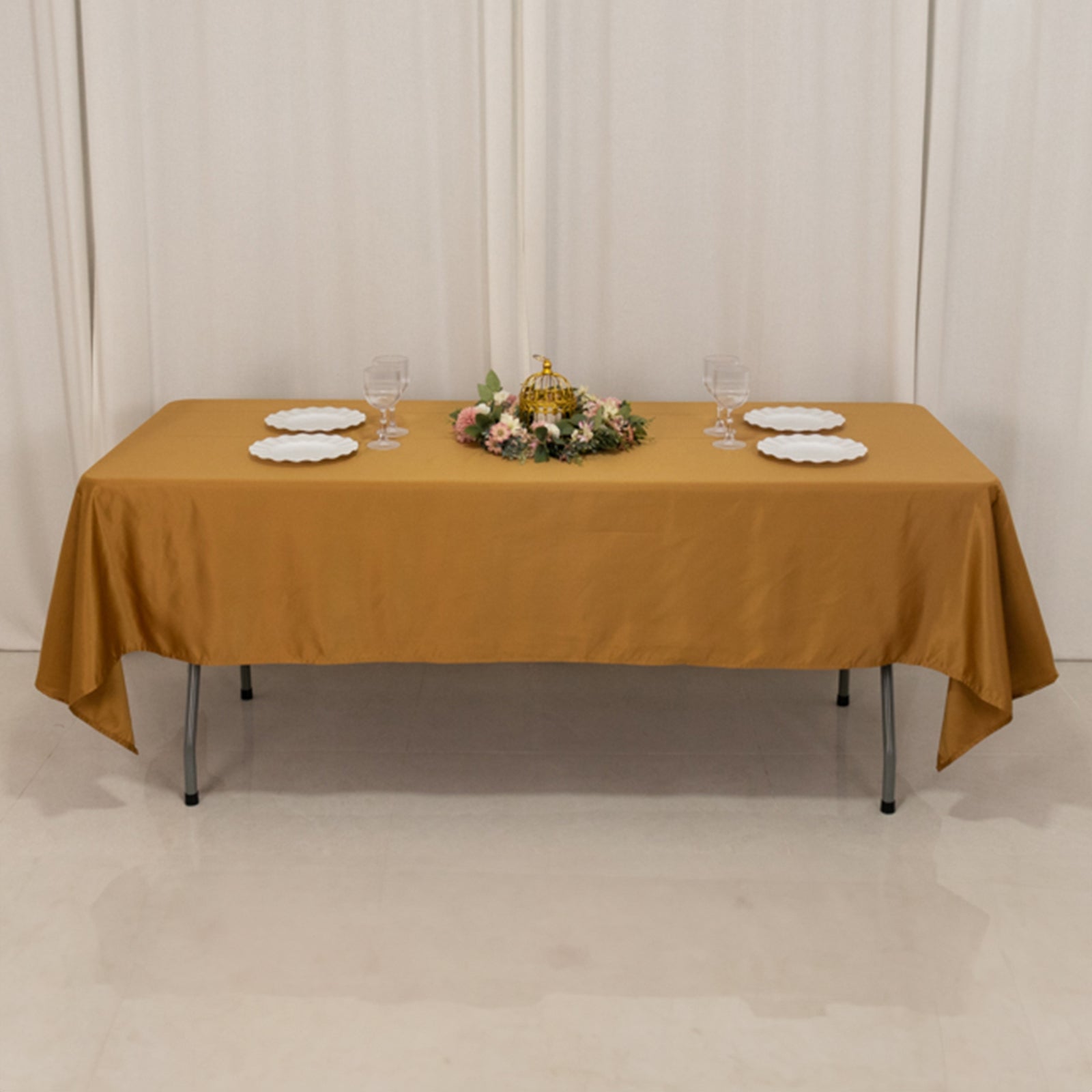 Lamour Satin 60"x102" Rectangle Tablecloth Gold - Durable & Silky Soft Feel Table Cover for Weddings & Banquets