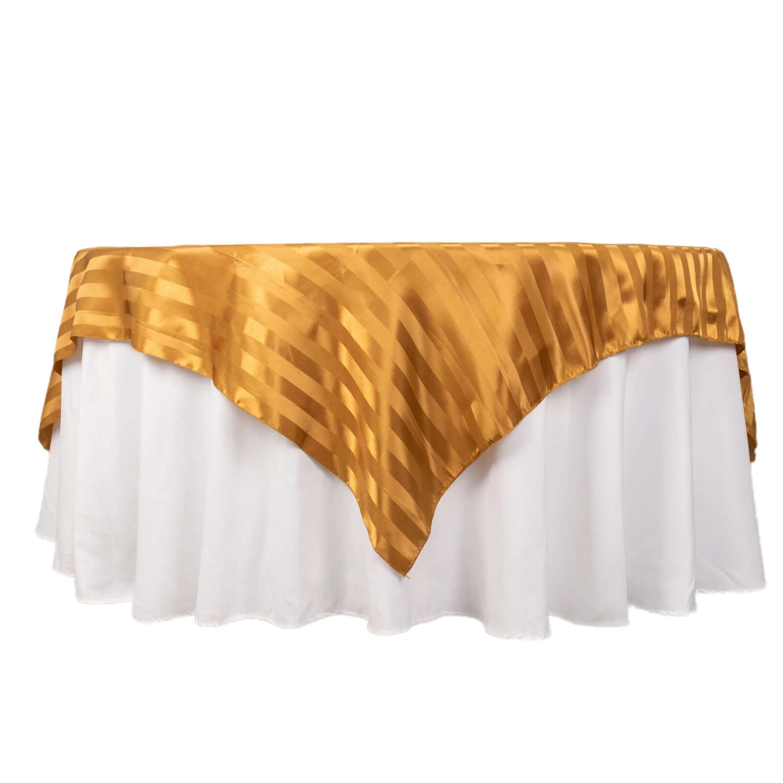 Satin 72"x72" Table Overlay Square Tablecloth Gold - Stripe Table Topper
