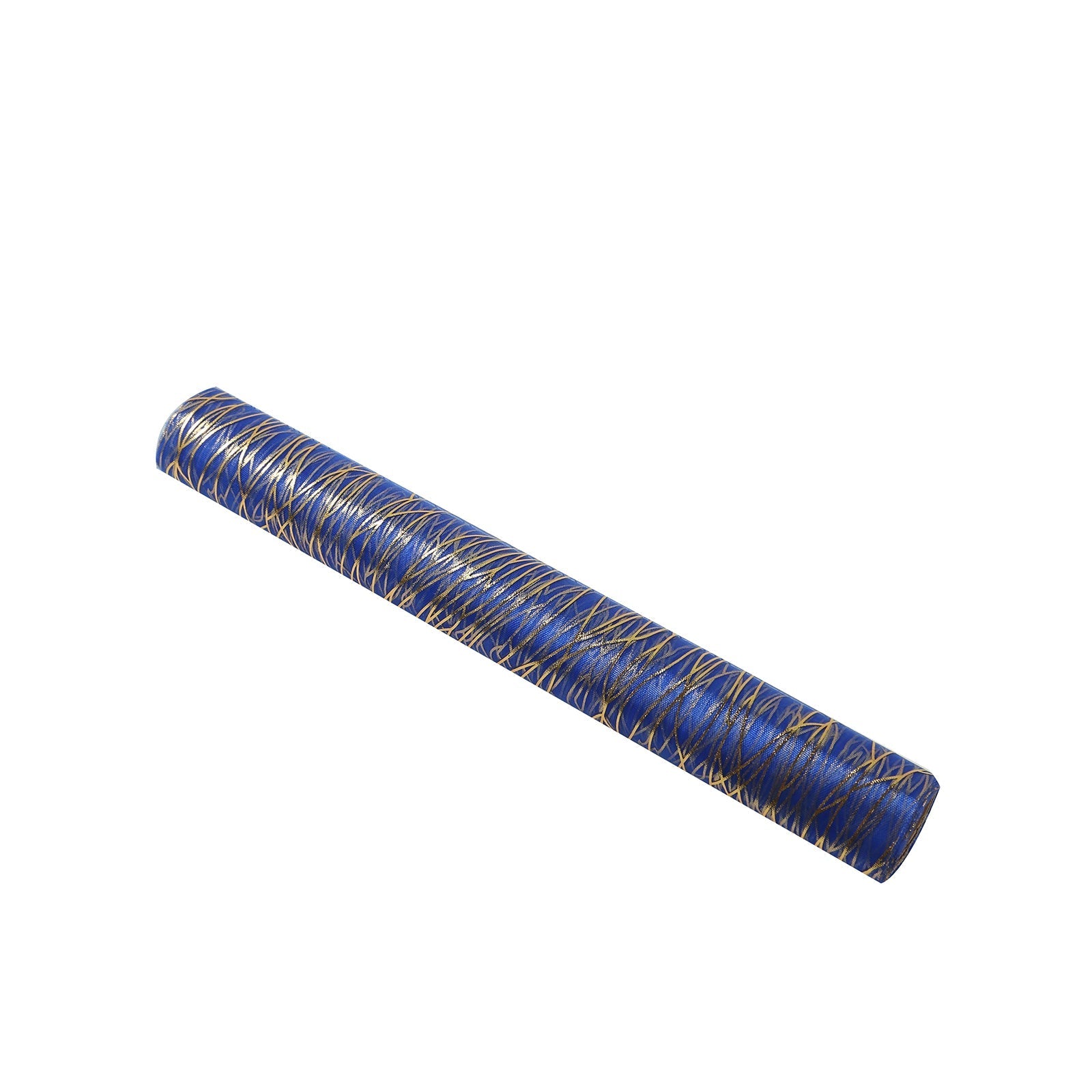 5 Pack Organza 12"x108" Table Runners Royal Blue - Gold Wave Design