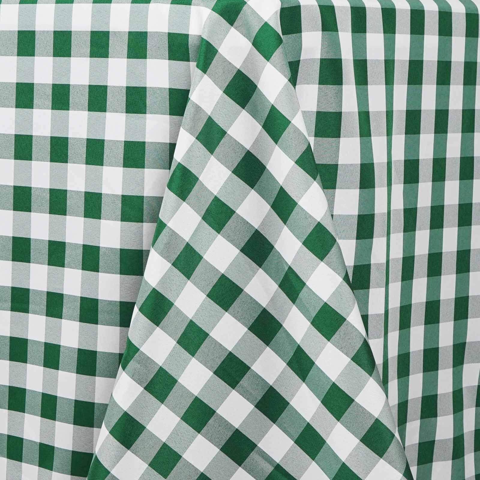 Polyester 90"x132" Rectangle Tablecloth White/Green - Seamless Checkered Buffalo Plaid Table Cover