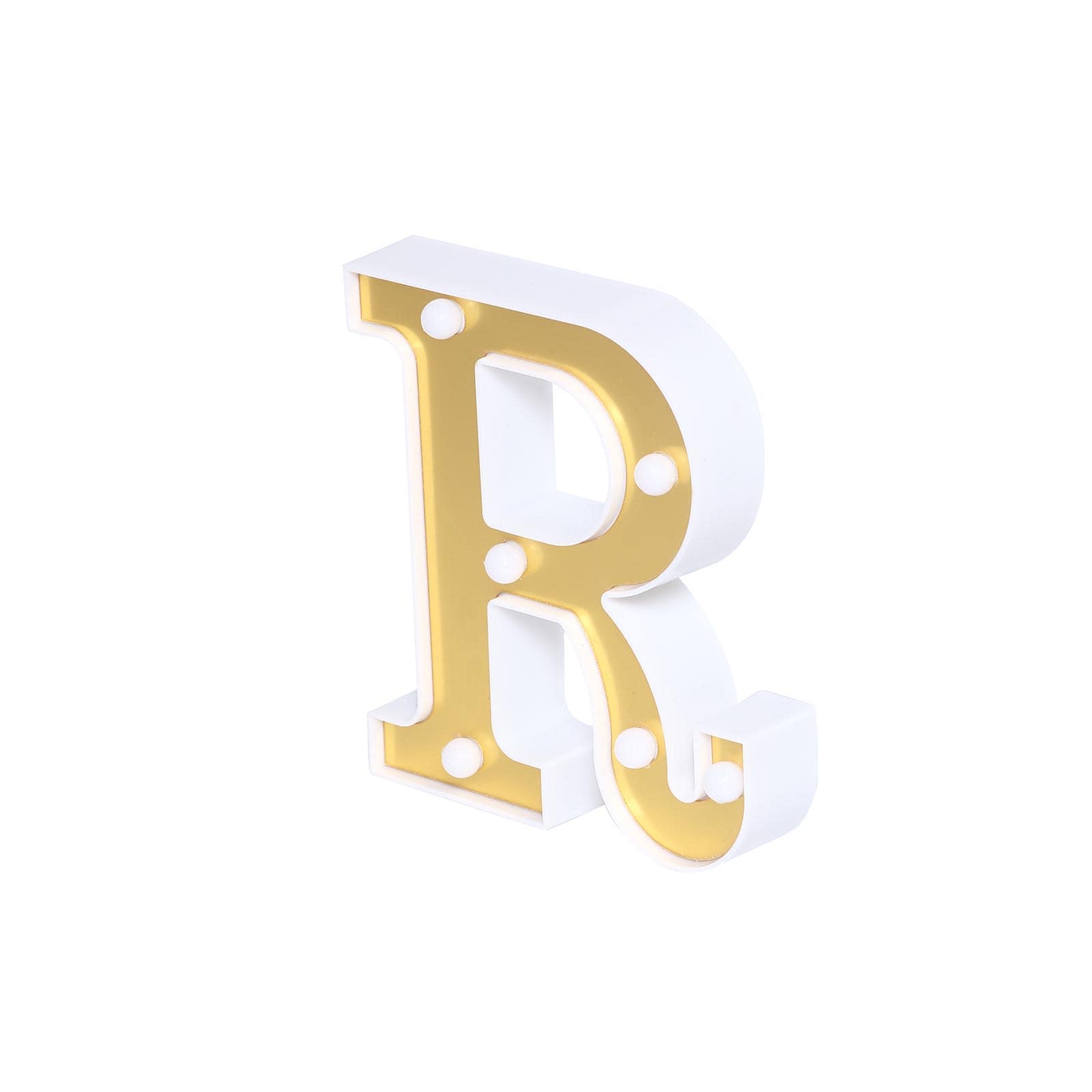 3D Marquee Letter "R" Warm White 6 LED Lights Gold - Chic Light-Up Decor for Events 6"