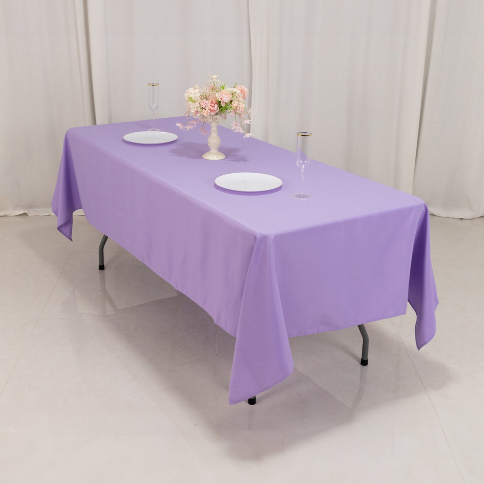 Premium Polyester 60"x102" Rectangle Tablecloth Lavender Lilac - Durable 220GSM Wrinkle-Resistant Table Cover