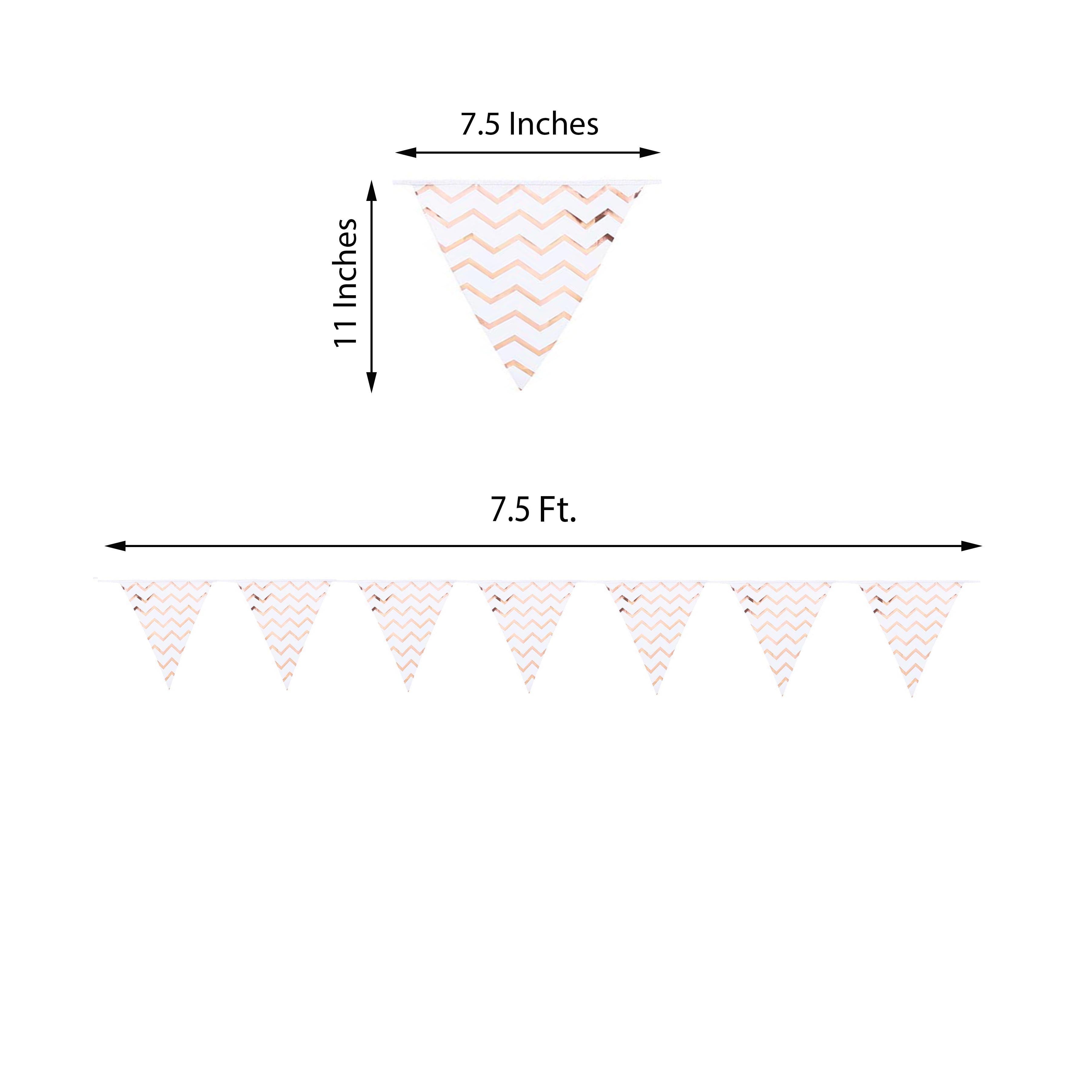 7.5ft Rose Gold Chevron Print Triangle Pennant Flag Party Banner - Clearance SALE