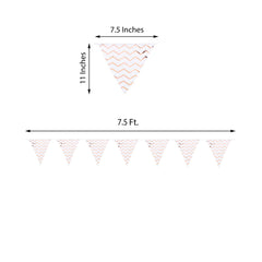 7.5ft Rose Gold Chevron Print Triangle Pennant Flag Party Banner - Clearance SALE
