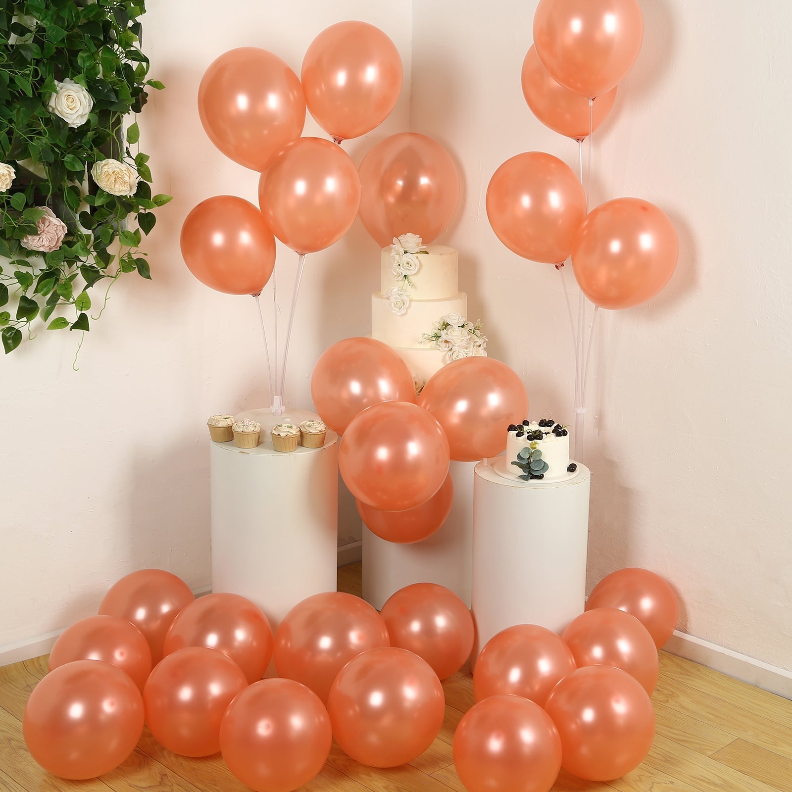 50 Pack Rose Gold Biodegradable Balloons, 12" Thickened Extra Strong Eco-friendly Latex Helium Party Balloons