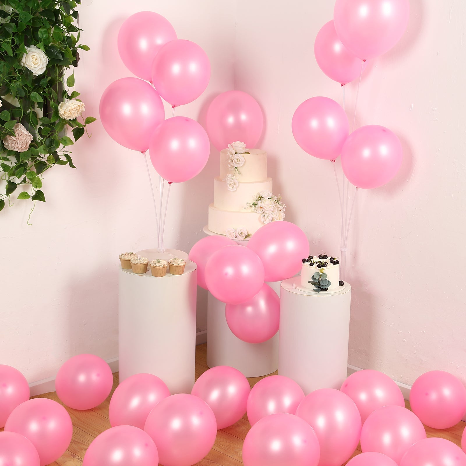50 Pack Pink Biodegradable Balloons, 12" Thickened Extra Strong Eco-friendly Latex Helium Party Balloons