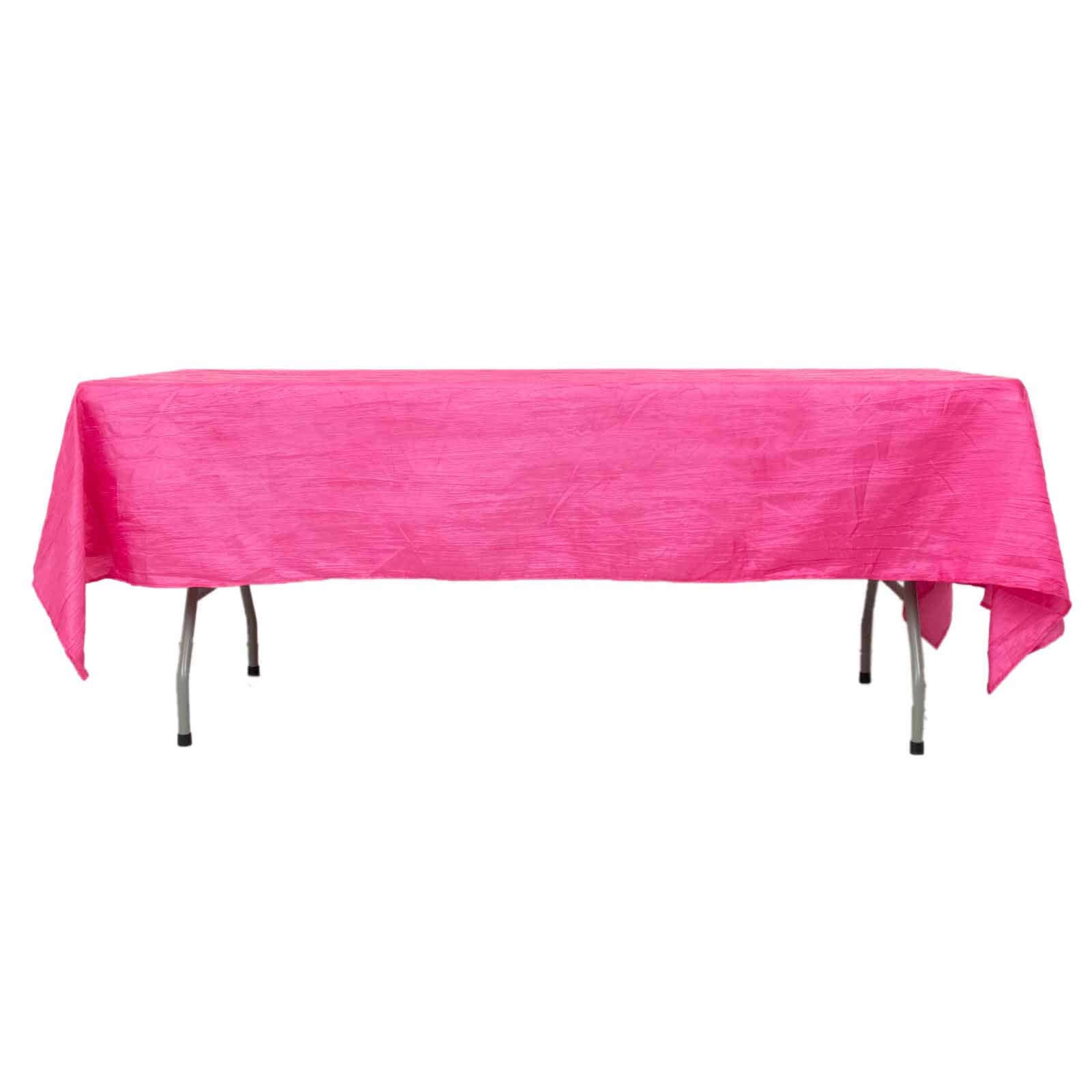 Taffeta 60"x102" Rectangle Tablecloth Fuchsia - Accordion Crinkle Table Cover