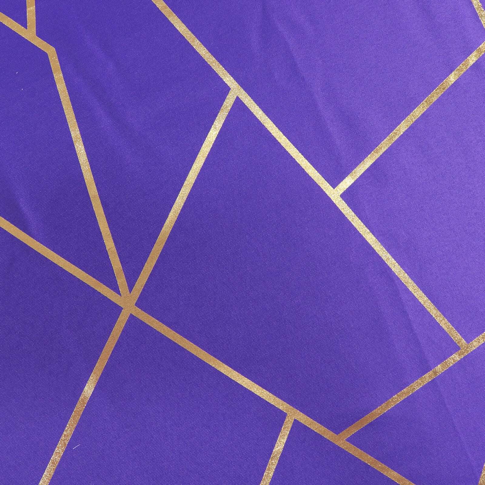 Polyester 90"x132" Rectangle Tablecloth Purple Seamless with Gold Foil Geometric Pattern - Wrinkle-Resistant Seamless Table Cover