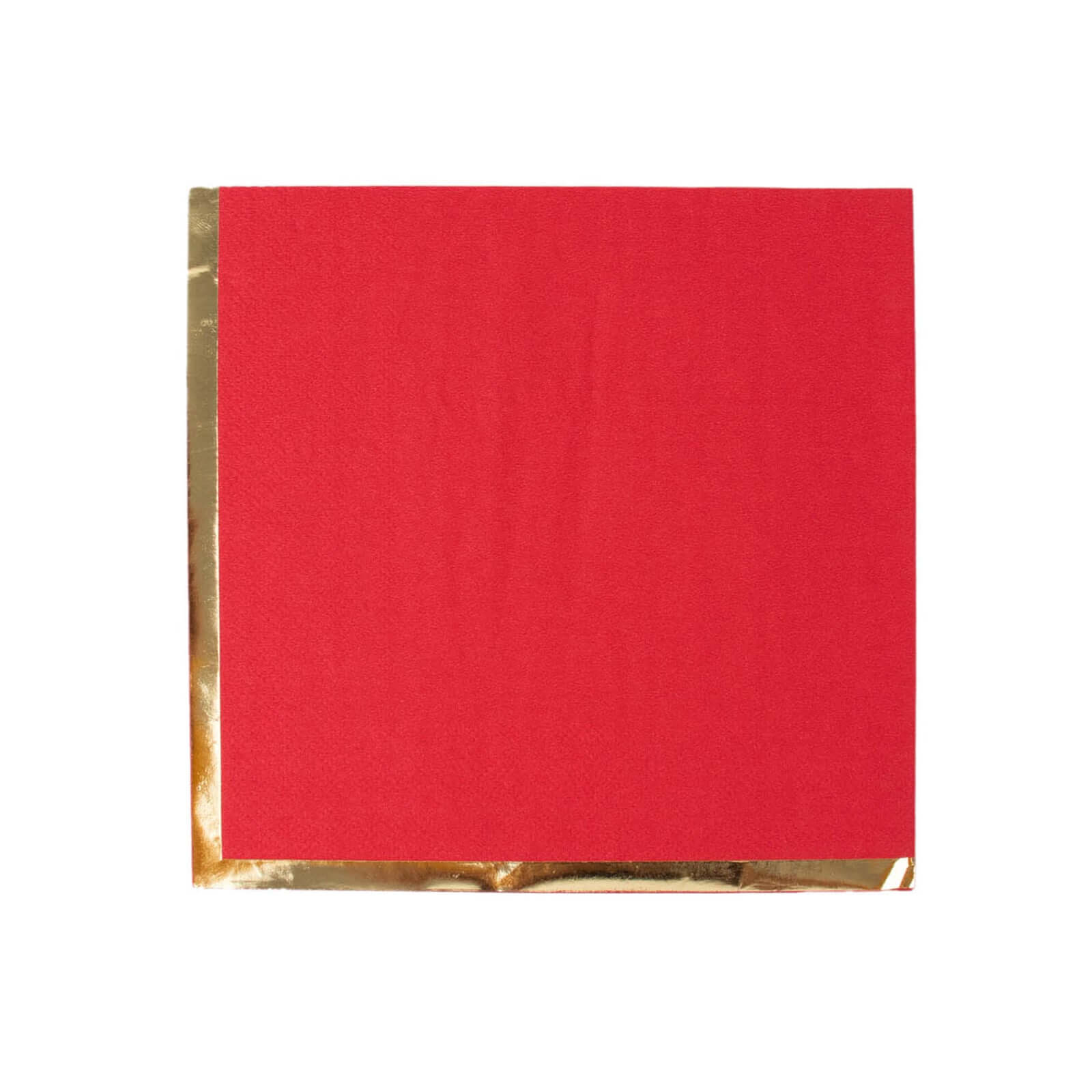 50-Pack Paper Beverage Napkins with Gold Foil Edge Red - Disposable 2 Ply Cocktail Napkins for Events 6.5"x6.5"