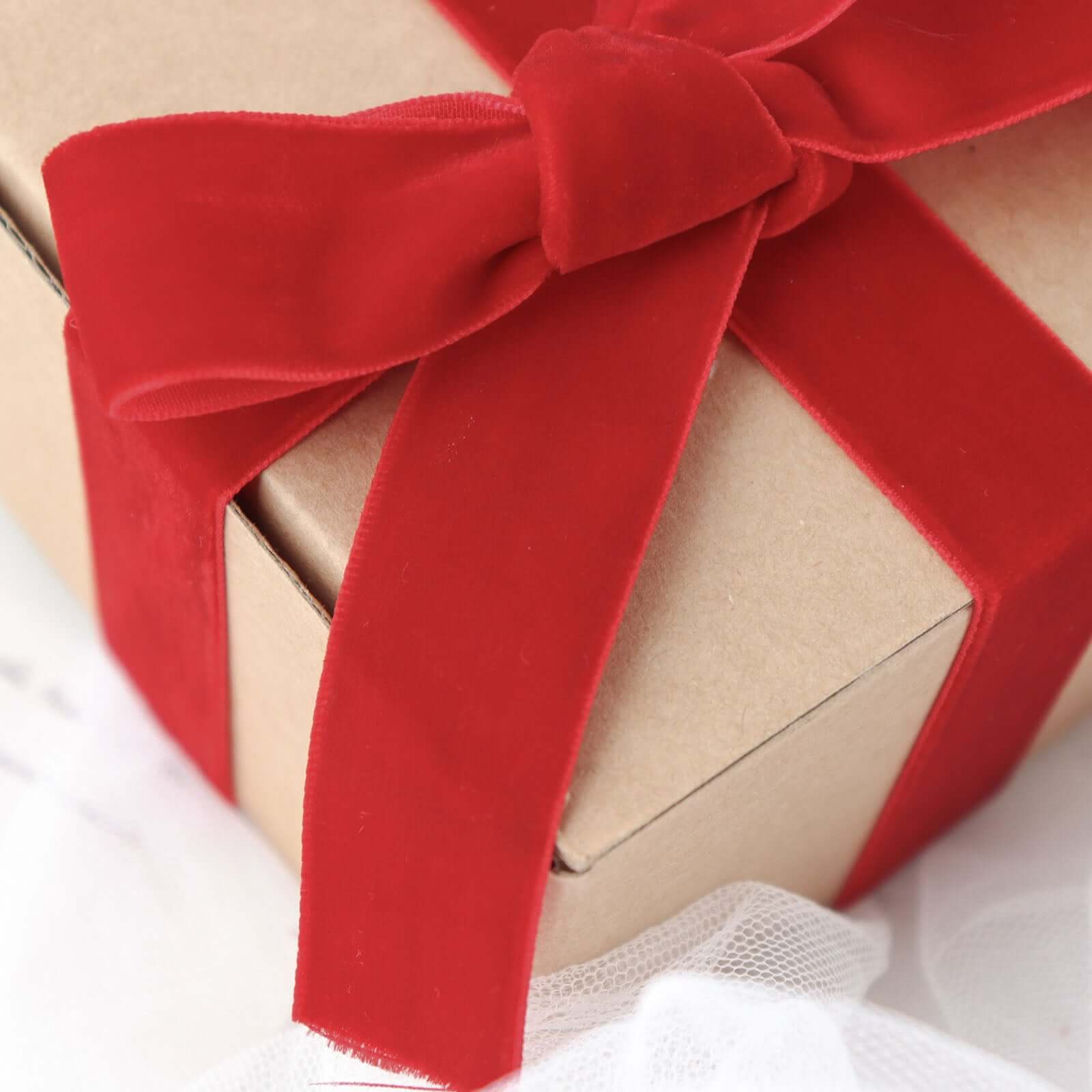 10 Yards Red 1" Velvet Single Faced Ribbon Spool, DIY Craft Supplies, Velvet and Nylon Ribbon Roll