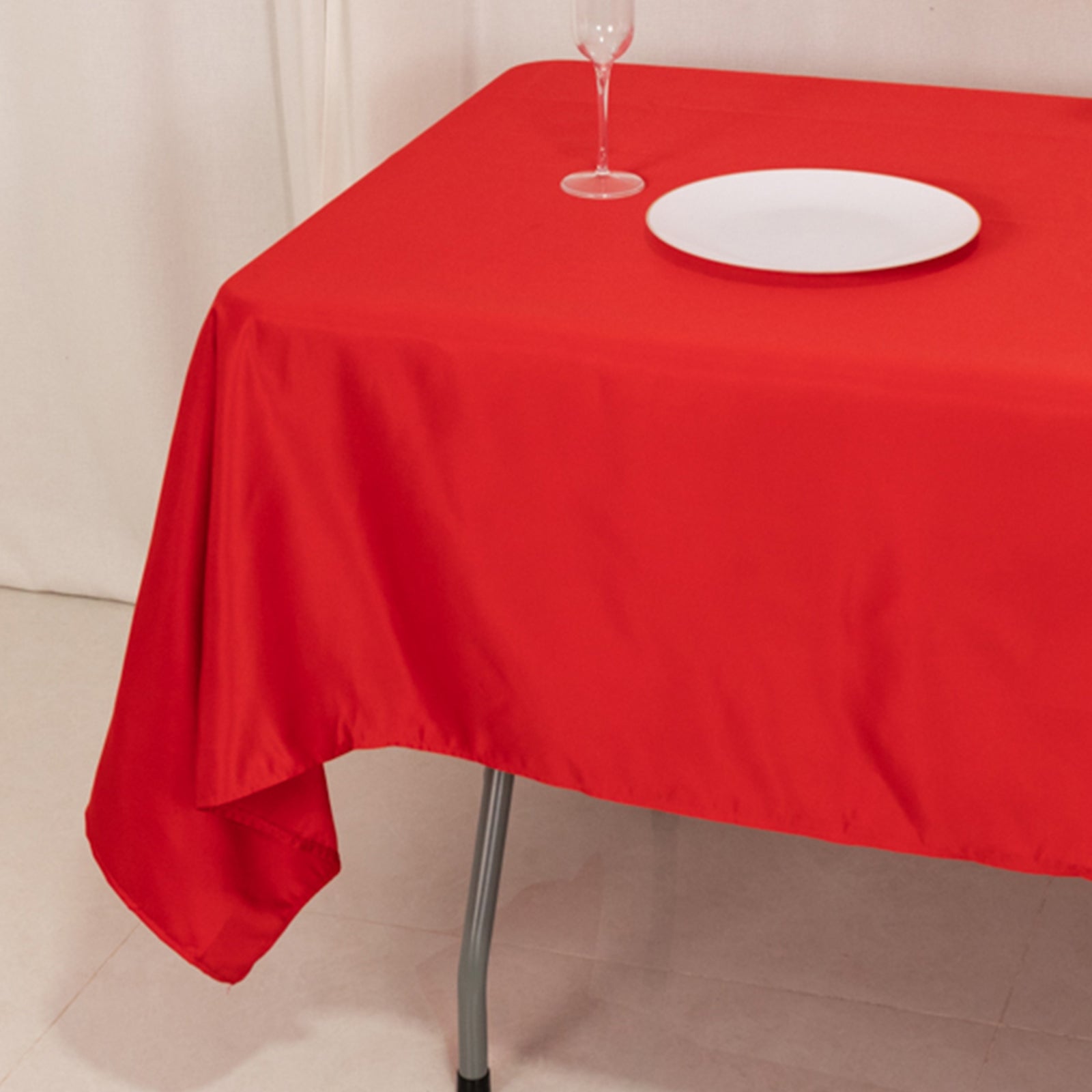 Lamour Satin 60"x102" Rectangle Tablecloth Red - Durable & Silky Soft Feel Table Cover