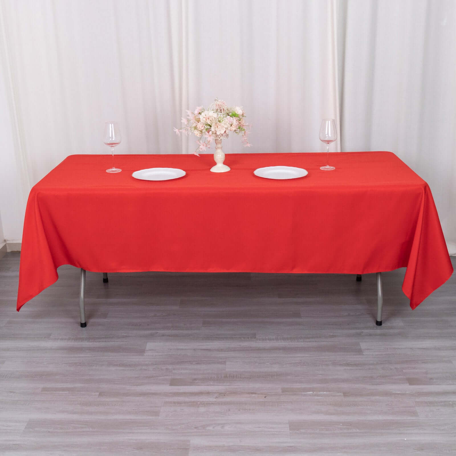 Premium Polyester 60"x102" Rectangle Tablecloth Red - Durable 220GSM Wrinkle-Resistant Table Cover