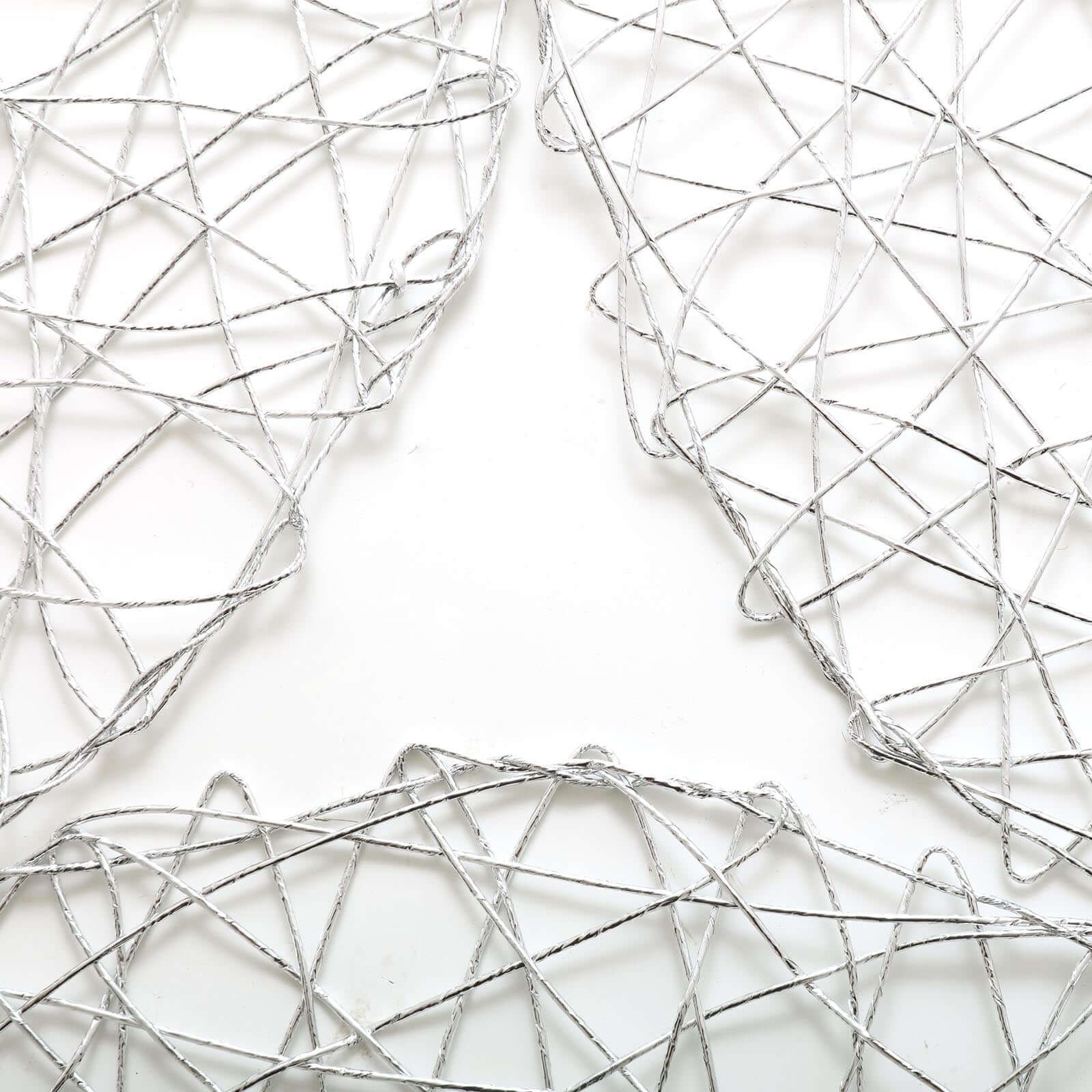 6-Pack Table Placemats Woven Fiber Design Silver Round - Disposable Mats for Dining and Events 15"