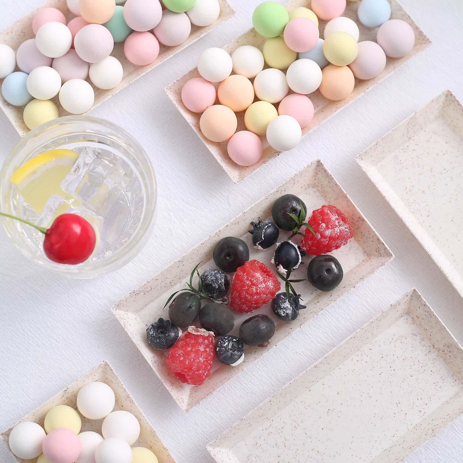 24-Pack Mini Wheat Straw Fiber Serving Trays Rectangular Biodegradable - Ideal for Appetizers 5"