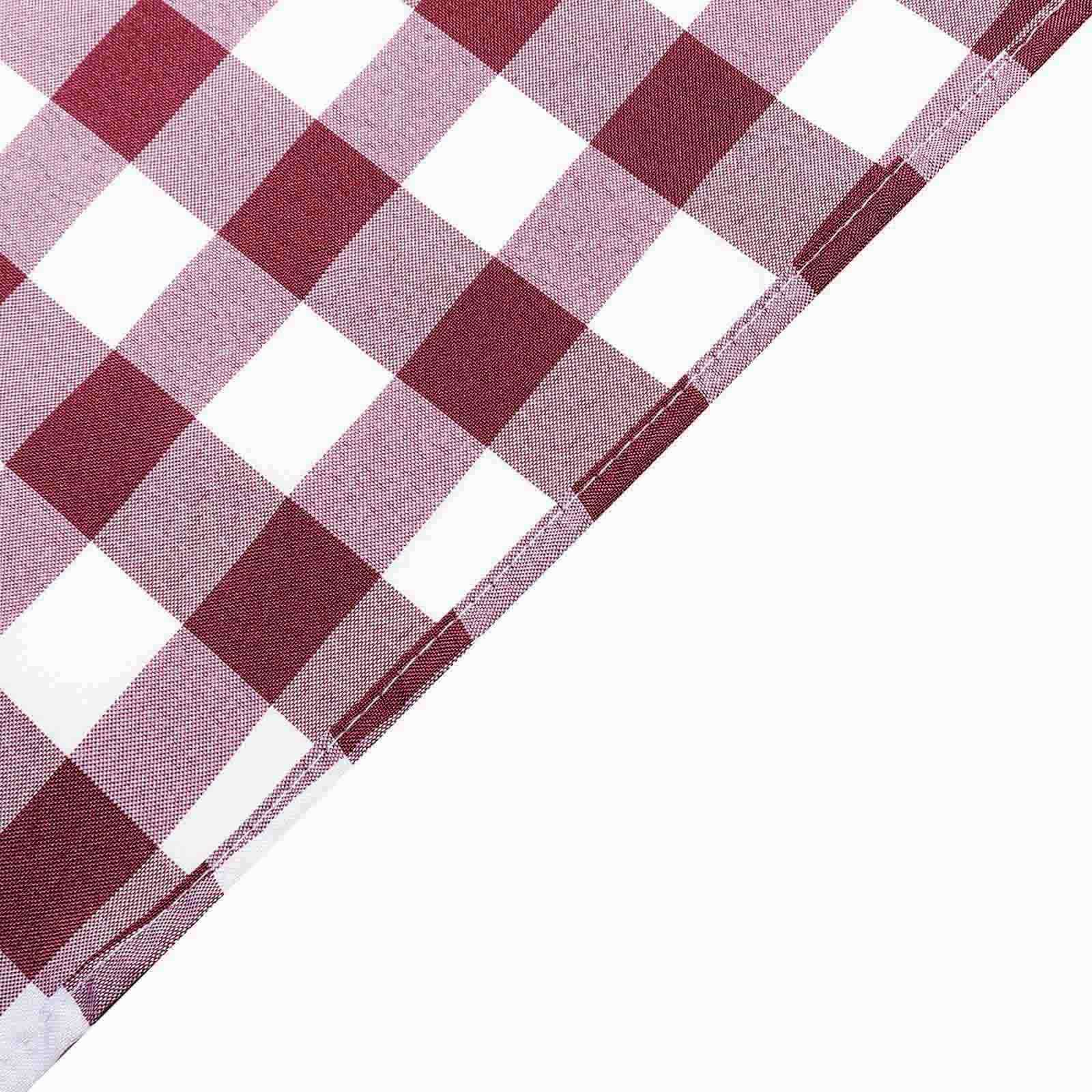 5 Pack Polyester Chair Sashes Burgundy/White Buffalo Plaid - Durable & Reusable Chair Bows 6"x108"