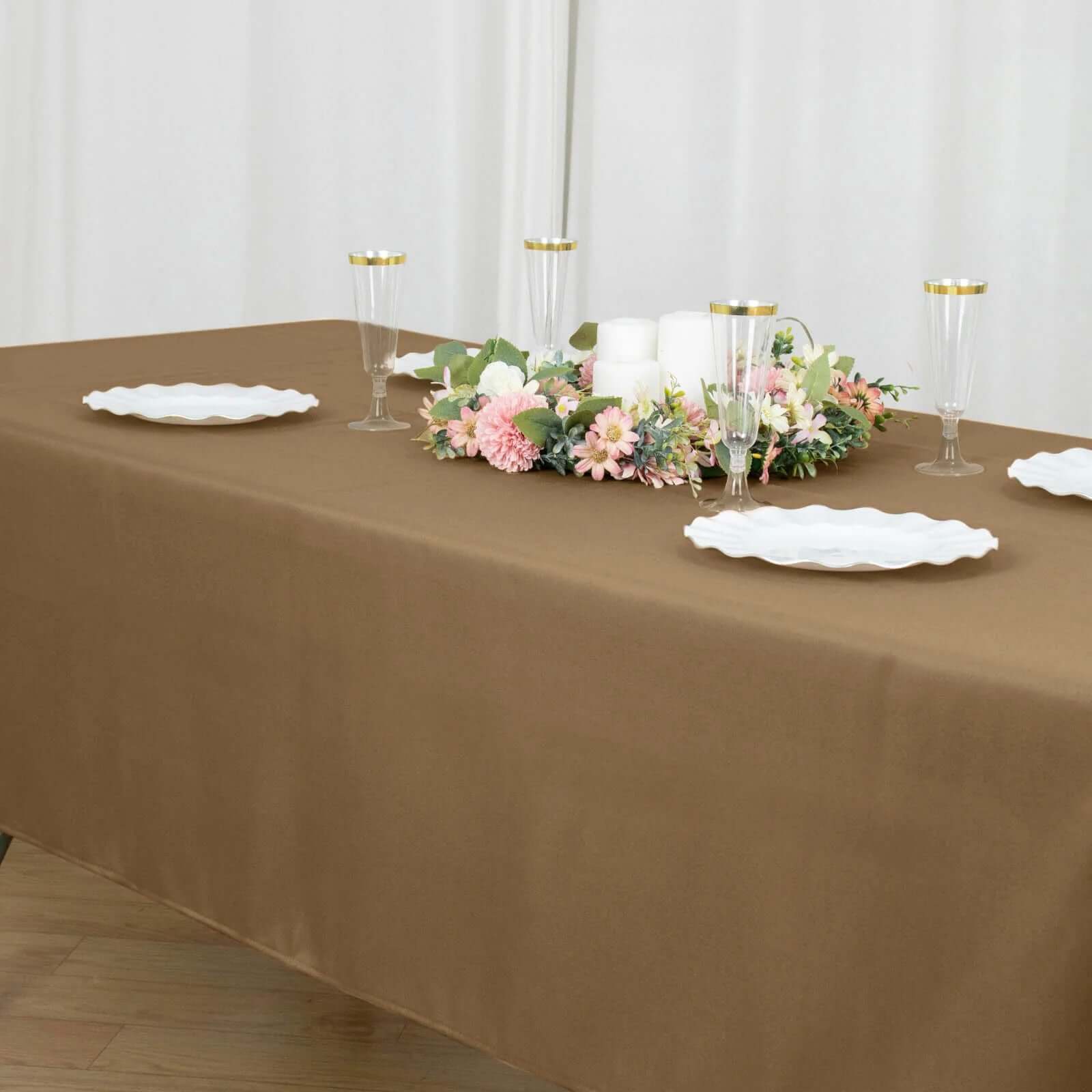 Polyester 60"x102" Rectangle Tablecloth Taupe - Durable and Stylish Table Cover